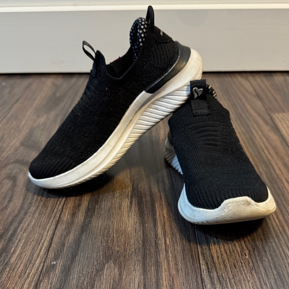 Skechers Black and White Kids Sneakers